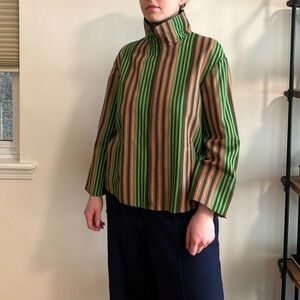 Akris Punto Green and Brown Striped Jacket